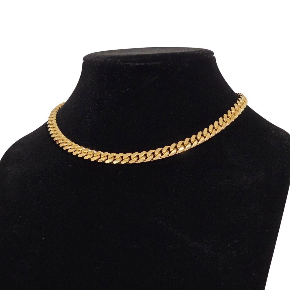 VTG Vogue Bijoux Gold Tone Curb Chain Necklace Made in Italy 16" Flat Link NOS